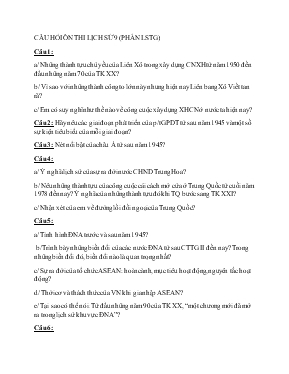 Giáo án Câu hỏi ôn thi lịch sử 9